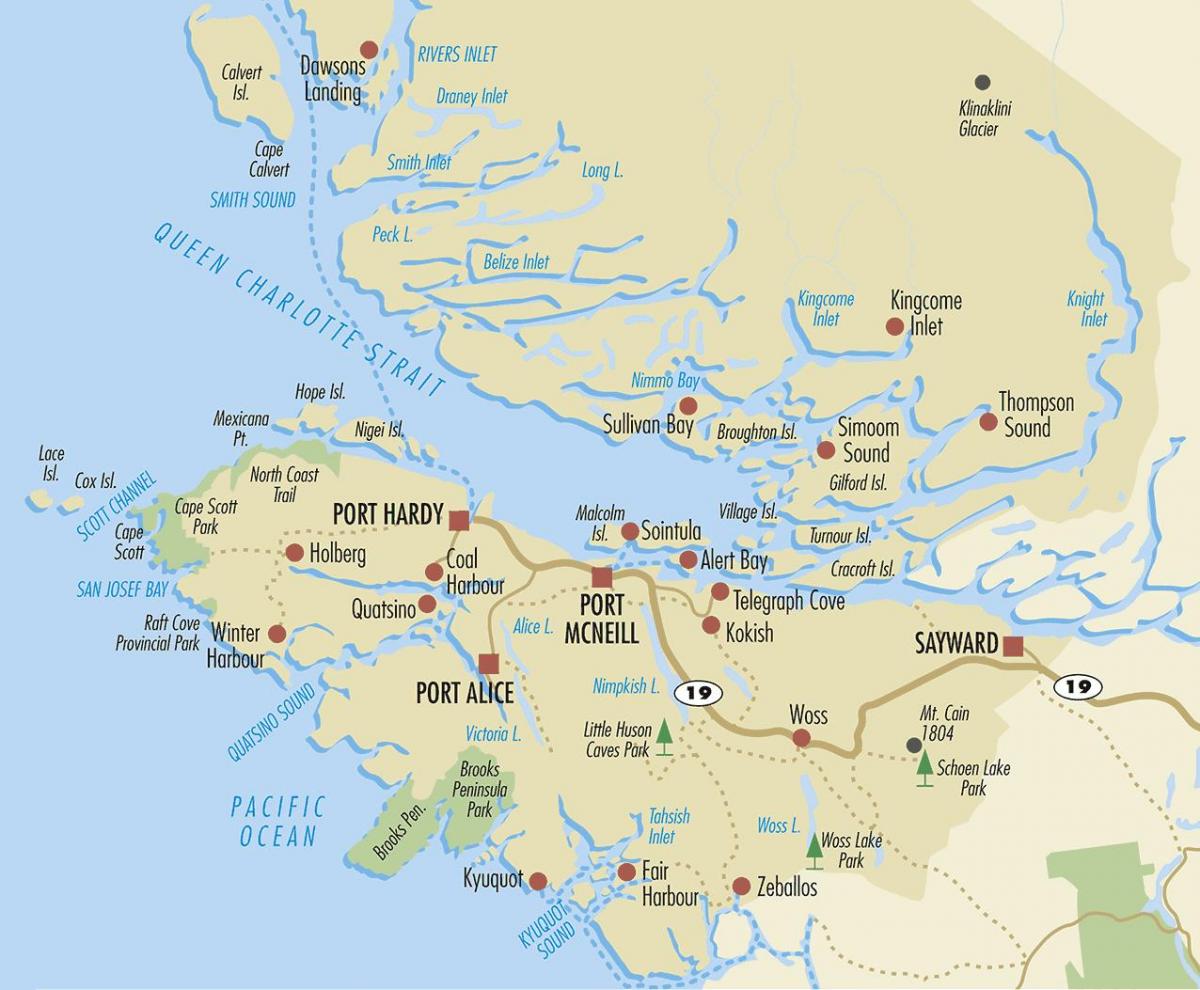 Mappa di north vancouver island