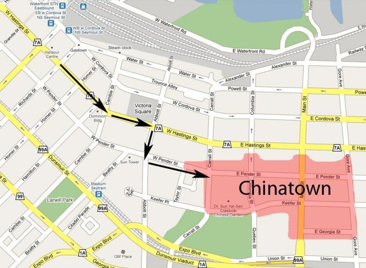 Mappa di chinatown vancouver