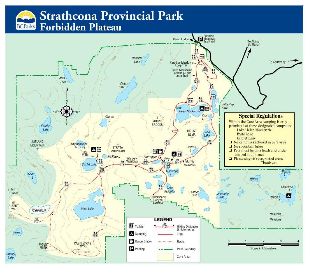 Mappa dell'isola di vancouver provinciale parchi