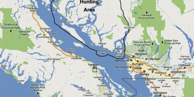 Mappa dell'isola di vancouver caccia