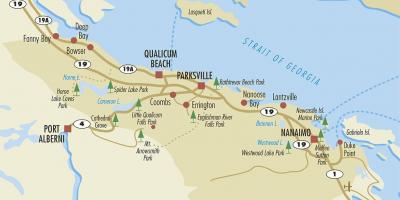 Mappa di parksville isola di vancouver