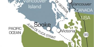 Mappa di sooke isola di vancouver