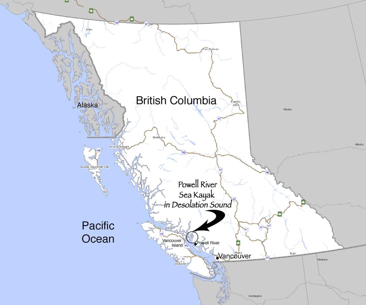 Mappa della british columbia, a