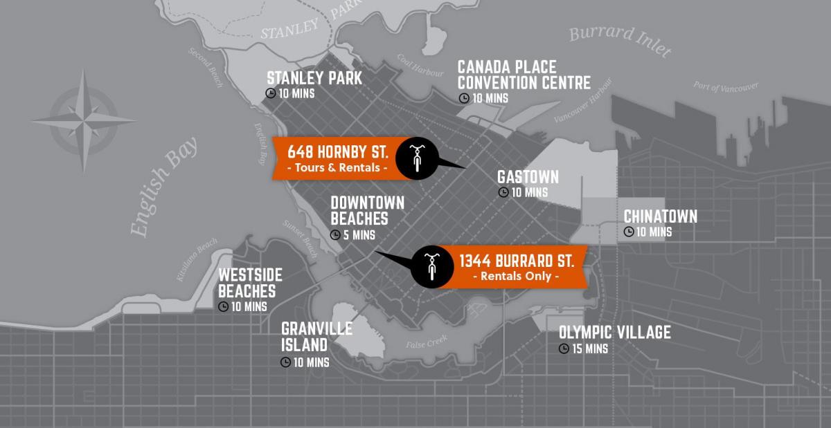 Mappa di ciclo e guida isola di vancouver