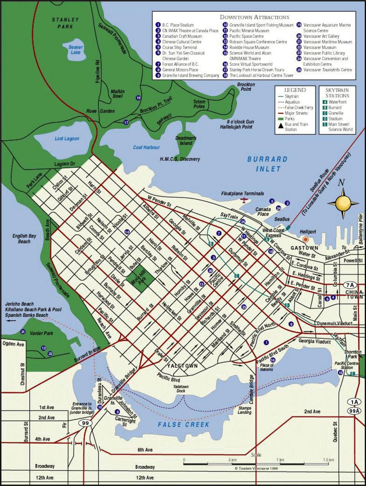 Mappa del centro di vancouver