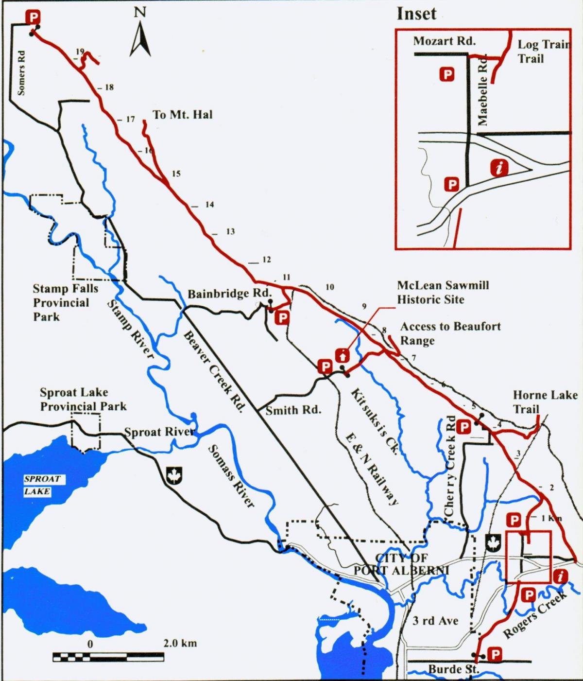 Mappa dell'isola di vancouver ferroviaria
