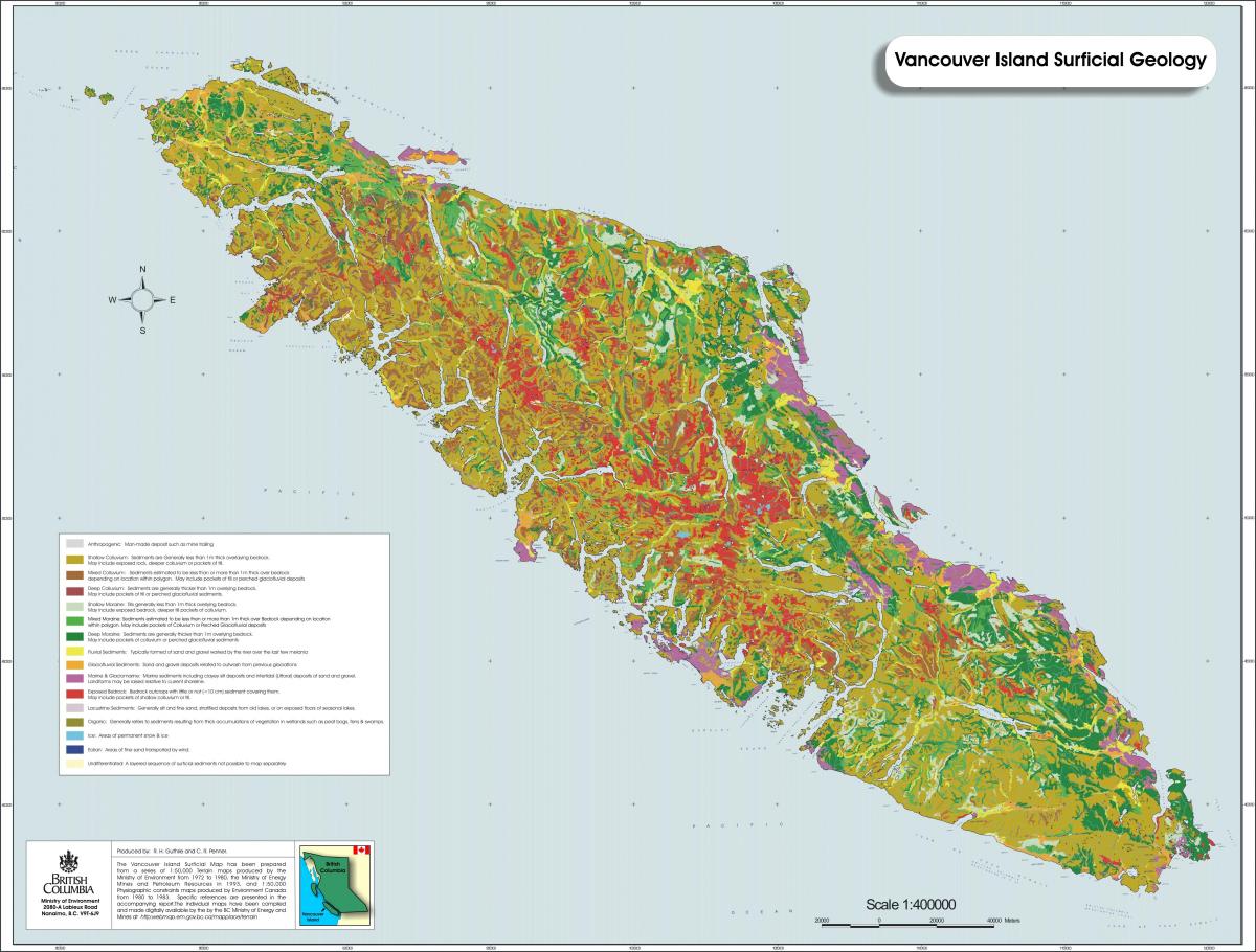 Mappa dell'isola di vancouver geologia