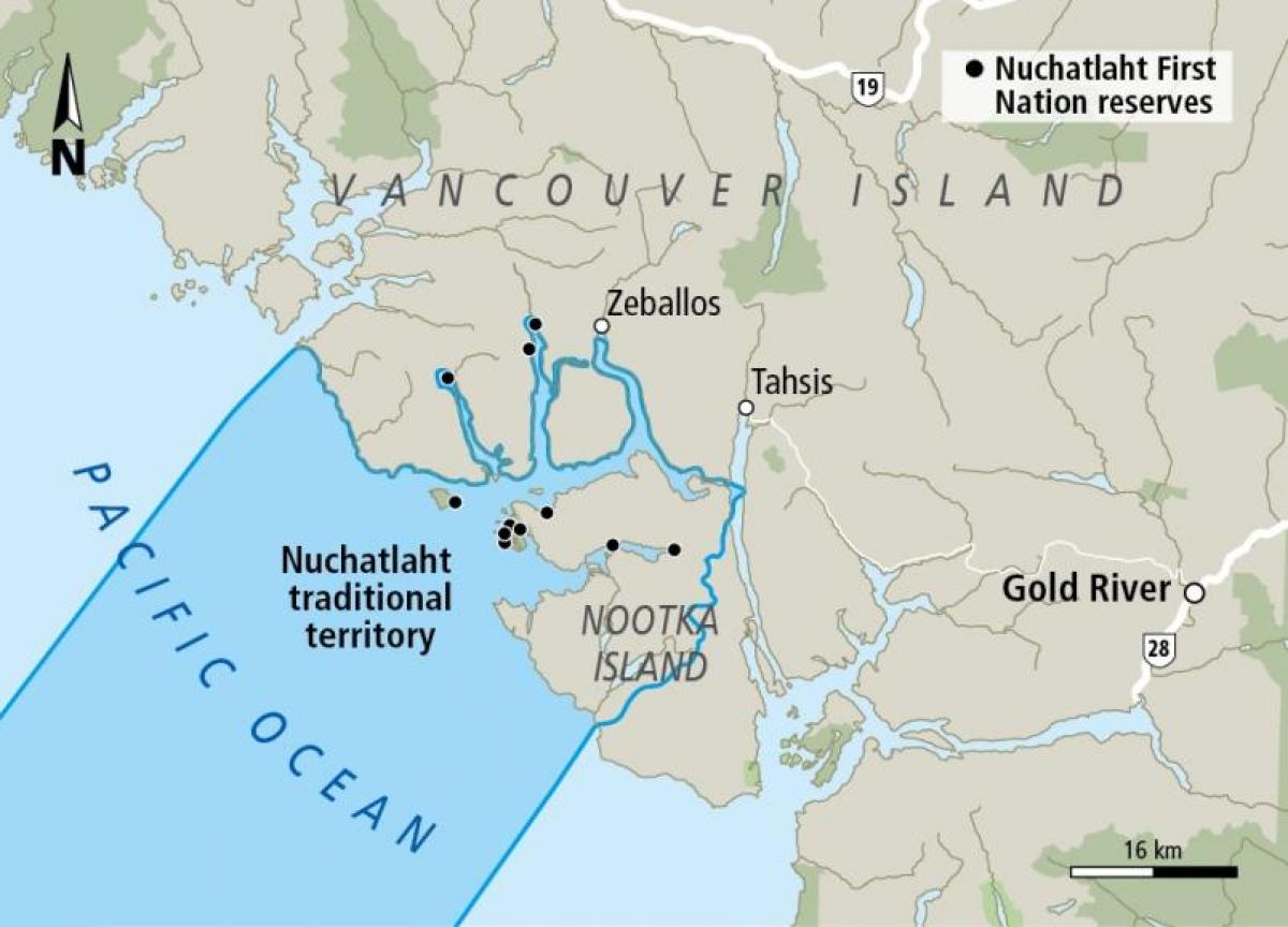 Mappa dell'isola di vancouver prime nazioni