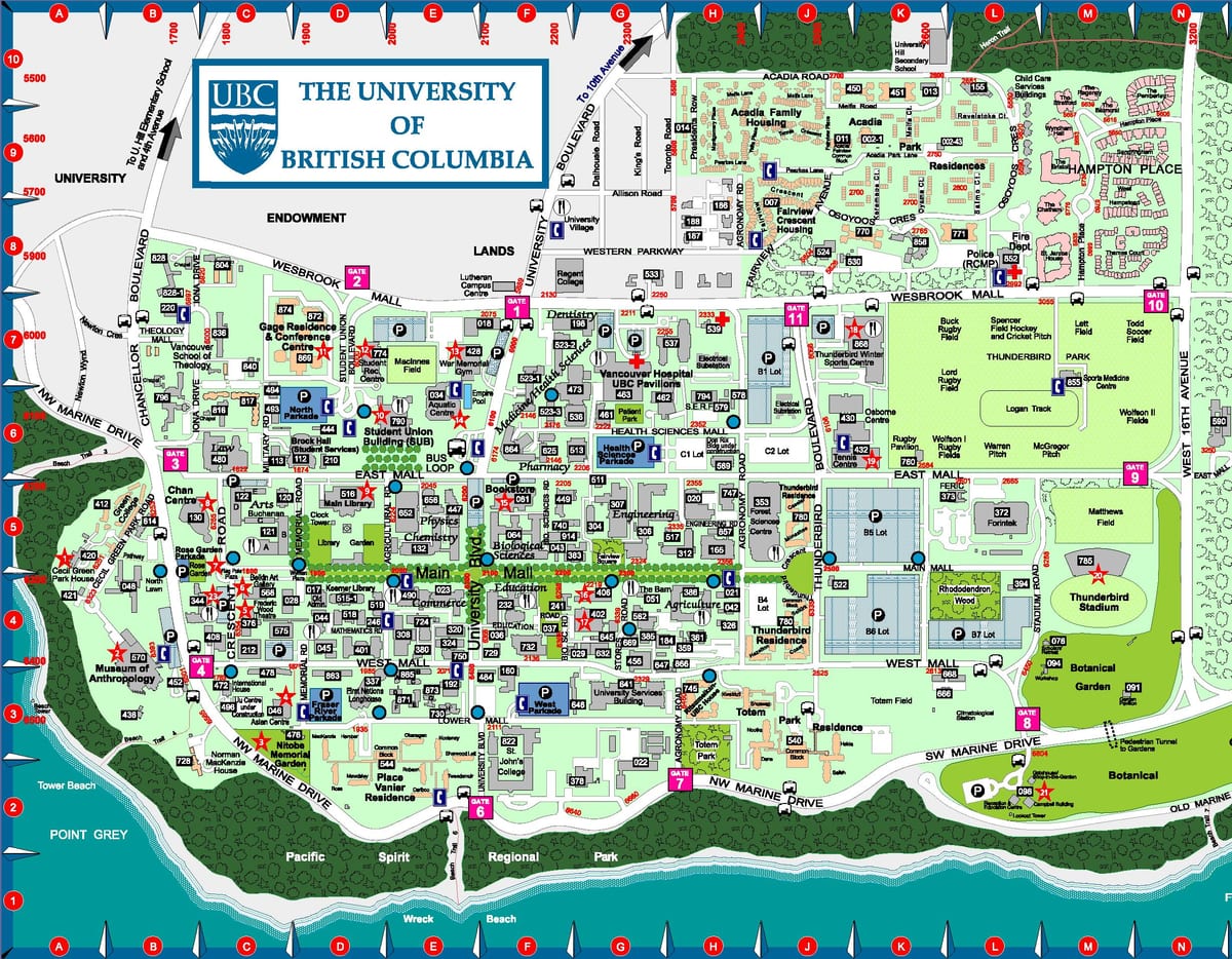 Mappa della british columbia university