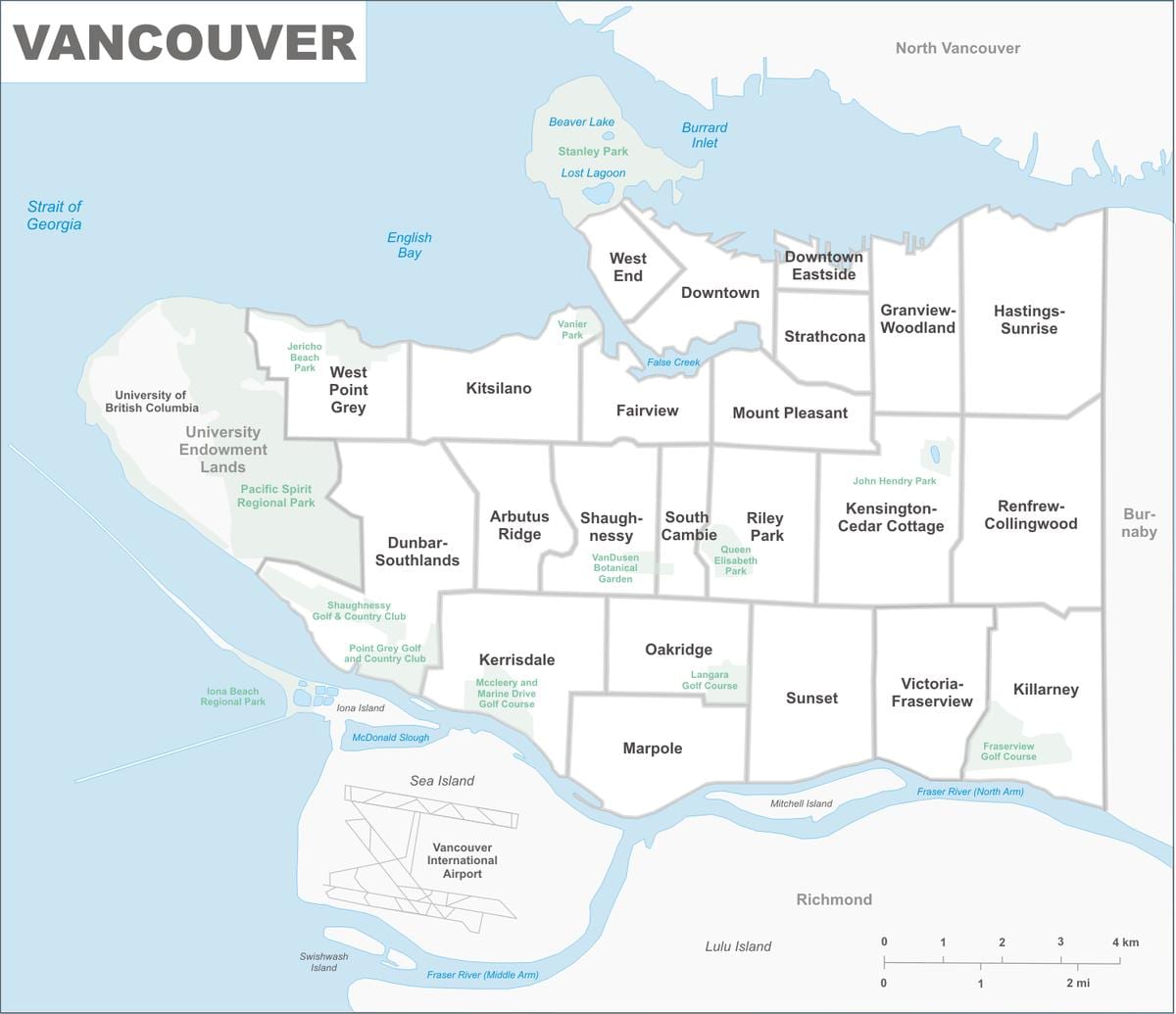 mappa di vancouver e zona