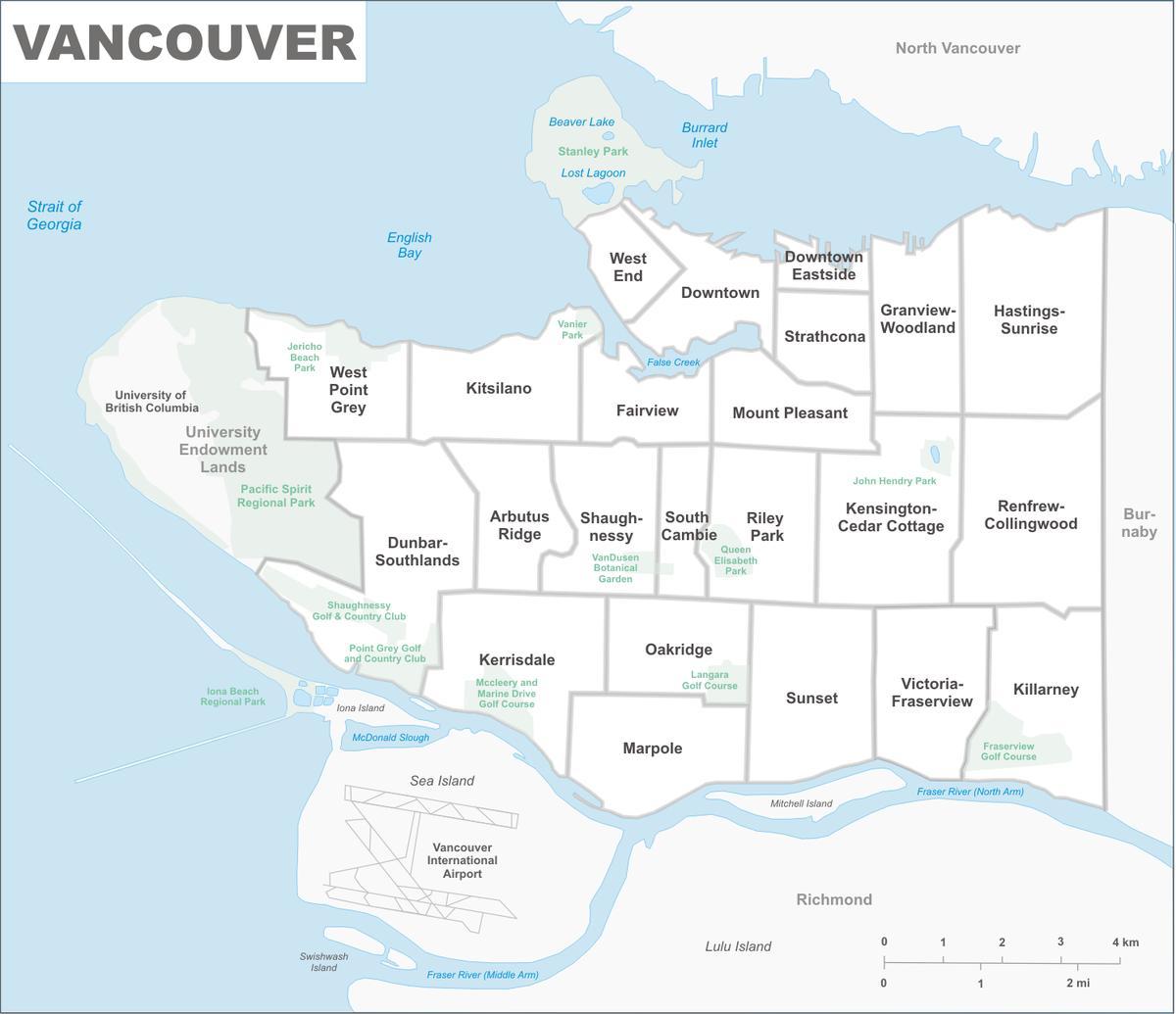 mappa di vancouver e zona