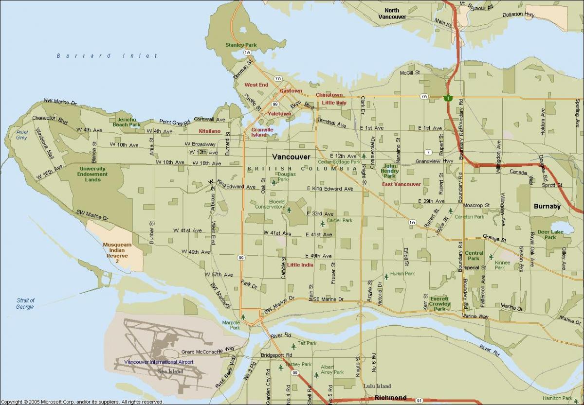 Mappa di street vancouver bc canada