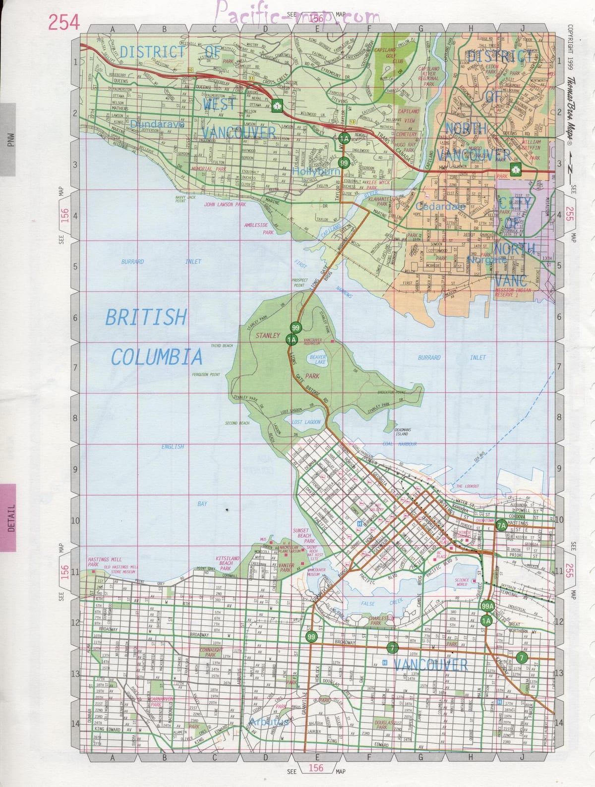 Mappa di north vancouver strada