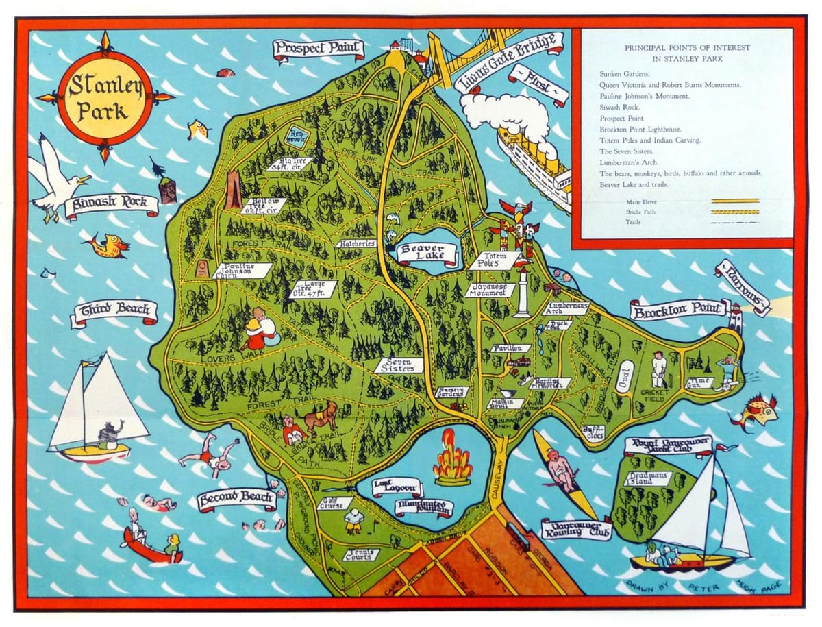 Mappa di stanley park a piedi