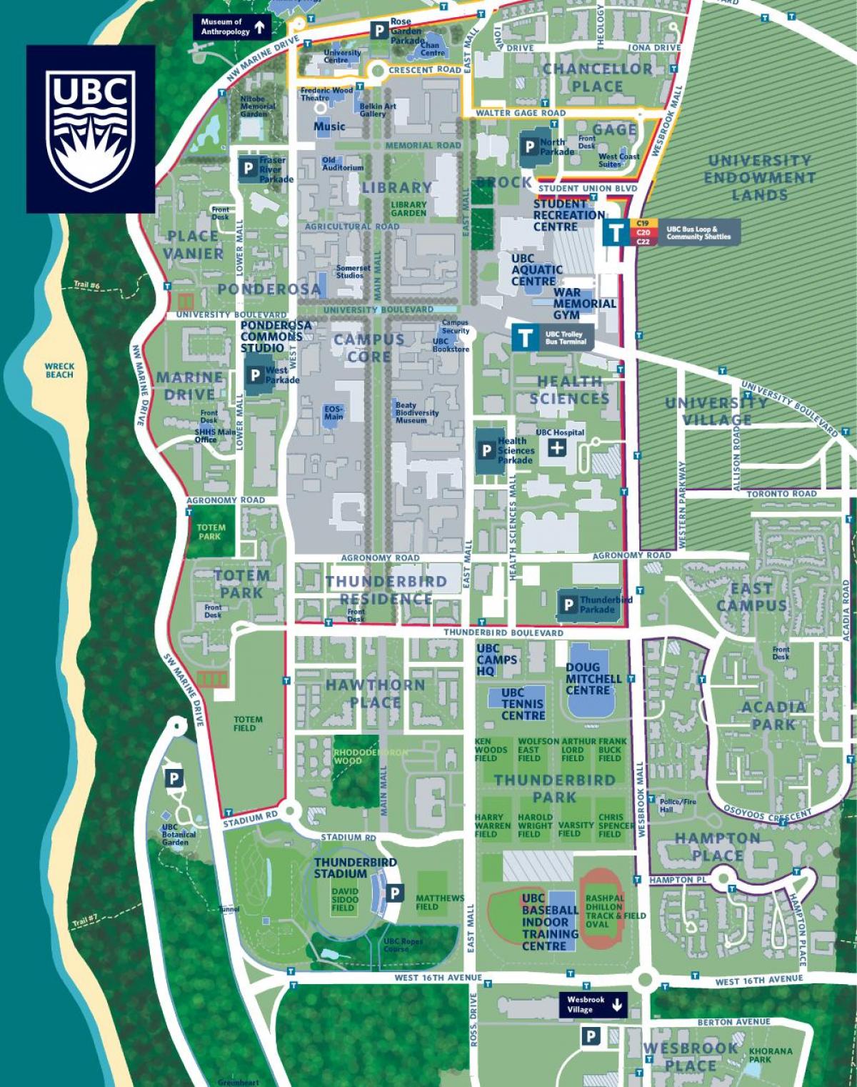 ubc vancouver mappa del campus