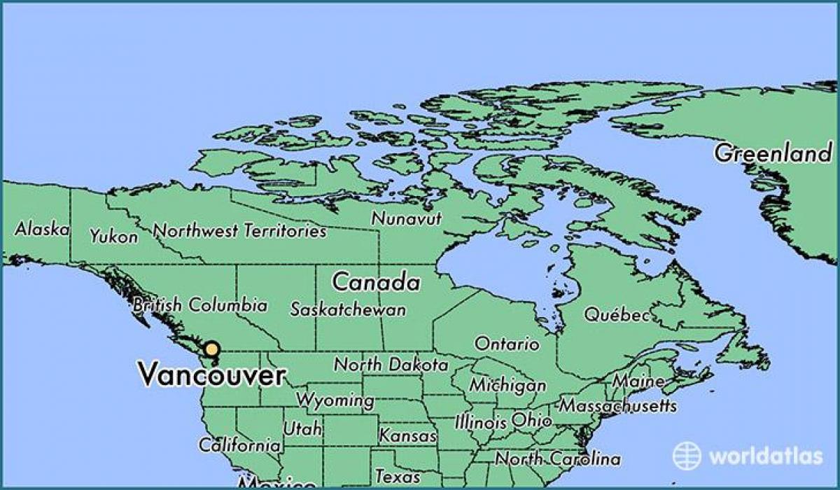 mappa del canada mostrando vancouver