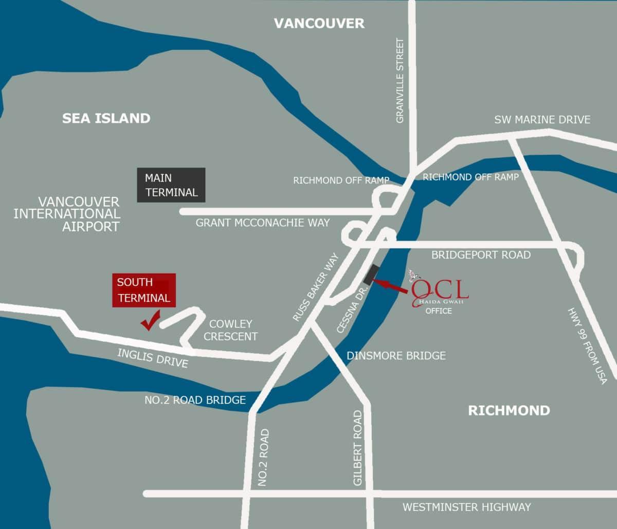 Mappa di vancouver airport posizione