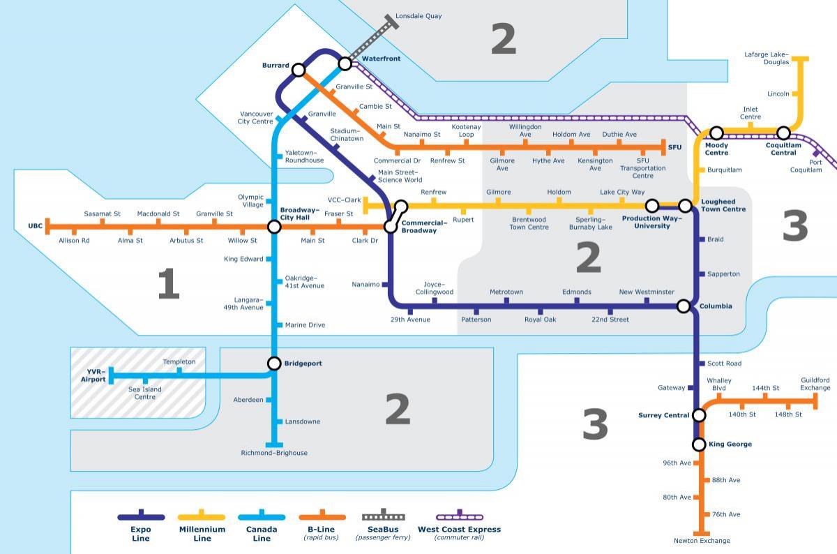 vancouver bc mappa dei trasporti pubblici