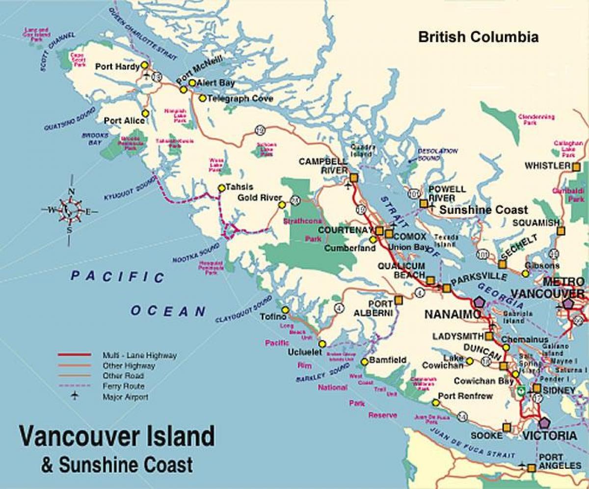 Mappa di vancouver island campground 