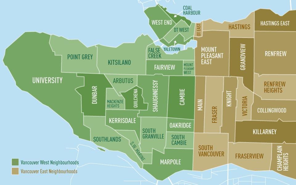 Mappa di vancouver quartiere