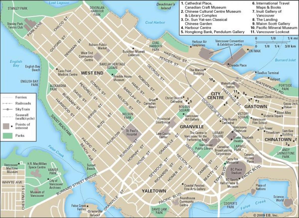 mappa di west end di vancouver, bc