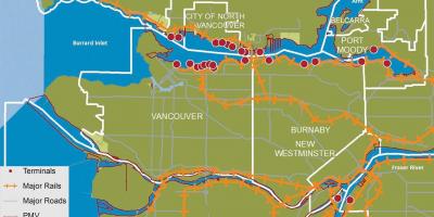 Mappa della città di north vancouver