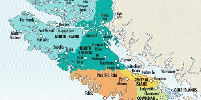 Mappa dell'isola di vancouver cantine