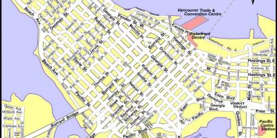 Mappa del centro di vancouver, bc