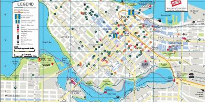 Mappa stradale di centro di vancouver, bc