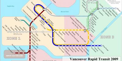 Skytrain Vancouver mappa zone