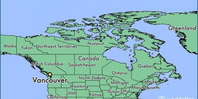 Mappa del canada mostrando vancouver