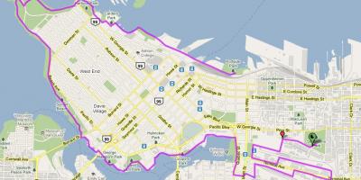 Città di vancouver mappa bici