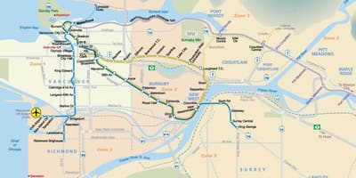 Vancouver bc mappa della metropolitana