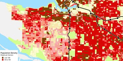 Vancouver densità di popolazione mappa